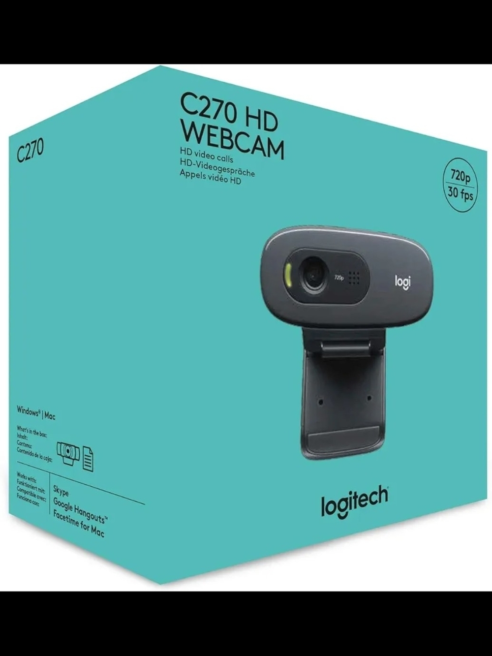 Logitech C270 HD Webcam - Black